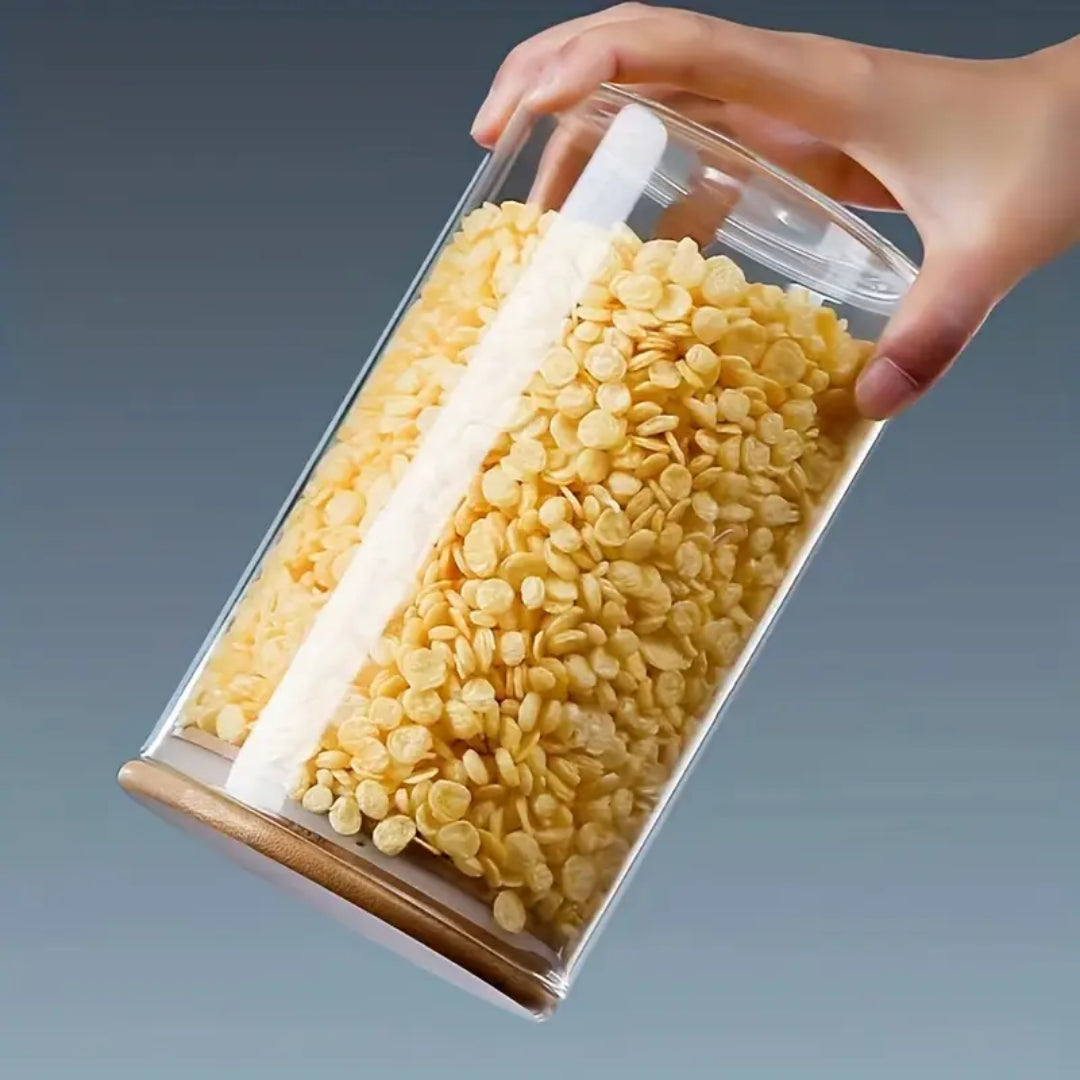 Pack 2 Frascos Tarros De Vidrio Herméticos Tapa Bambú 750ml Transparente