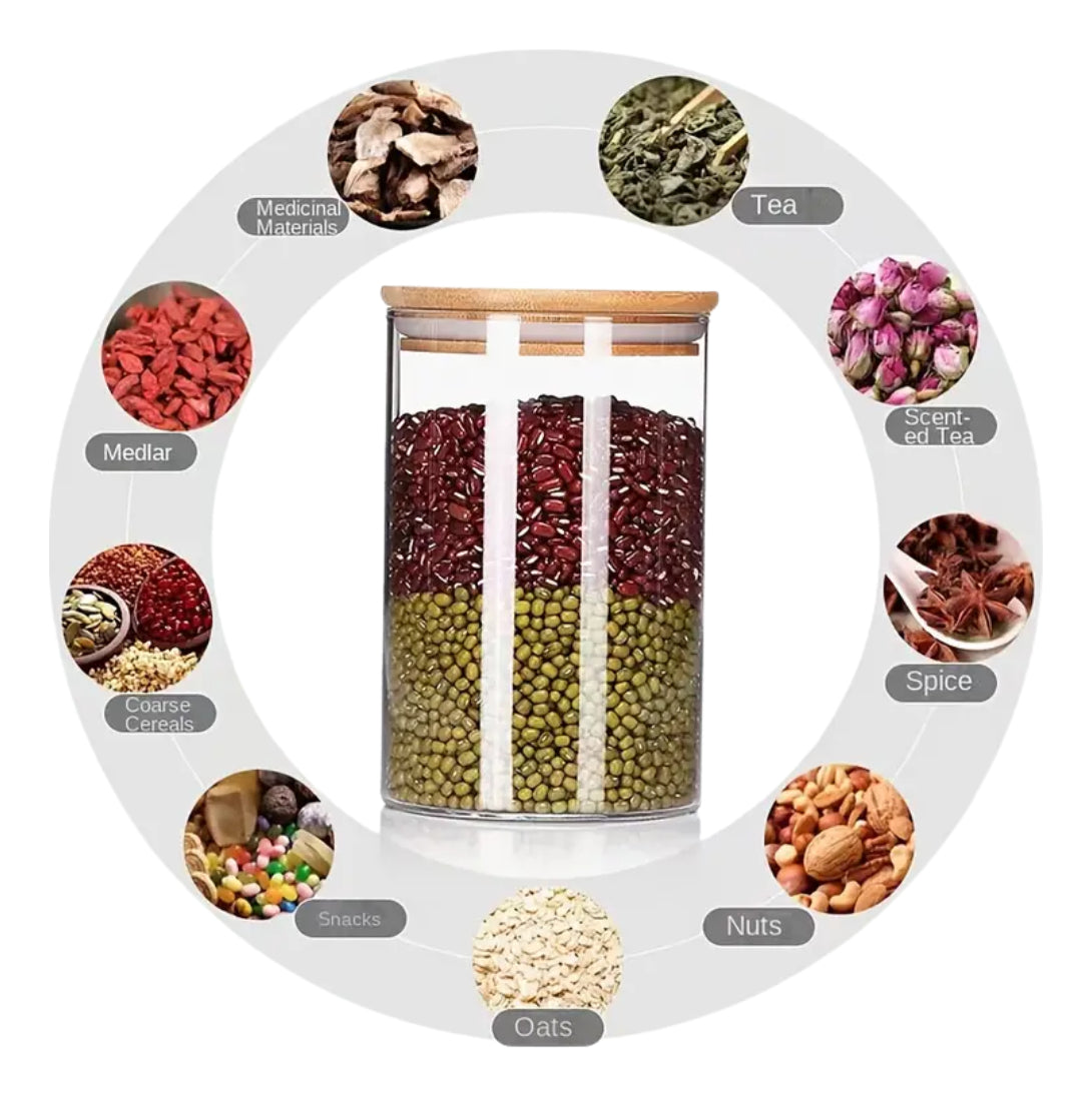 Pack 2 Frascos Tarros De Vidrio Herméticos Tapa Bambú 750ml Transparente