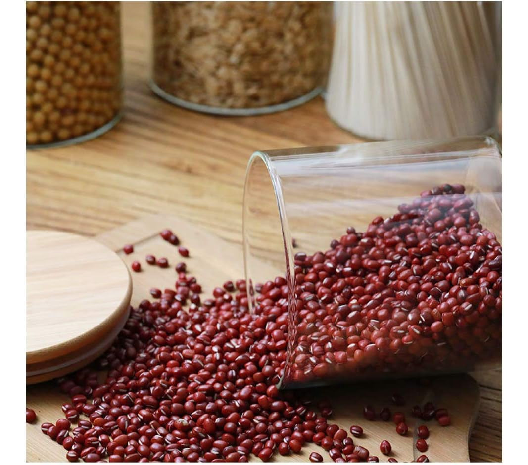 6 Frascos Vidrio Para Condimentos Especias Tapa Bambú 10cm Transparente